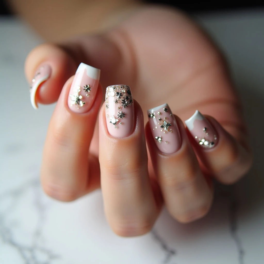 Cinnamon Confetti Abstract Nails for Winter