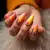 Coral & Yellow Abstract Coffin Nails for Winter