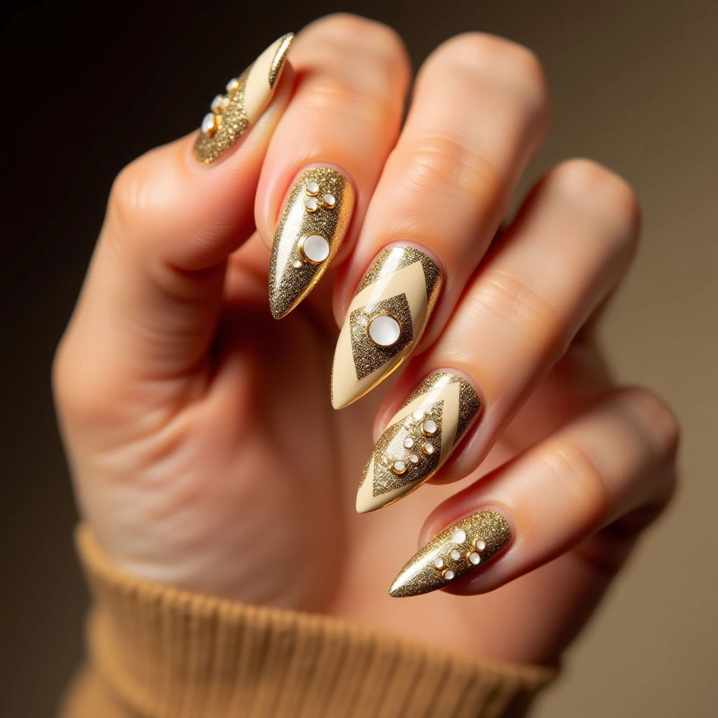 Whimsical Gold Chrome Arrowhead Toes: A Fall Nail Design