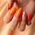 Orange Velvet Winter Nails: Abstract Coffin Design