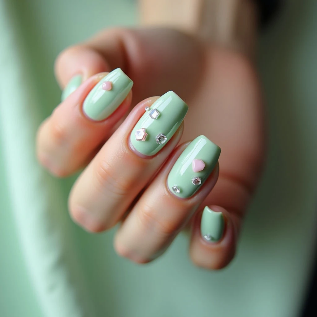 Rose Gold & Mint Swirl Nails: A Summer Anime Vibe ✨