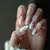 Pearly White Splatter Paint Abstract Winter Nails