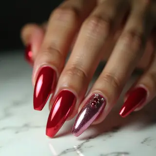 Tan Skin Perfection: Christmas Chrome Lipstick Nails