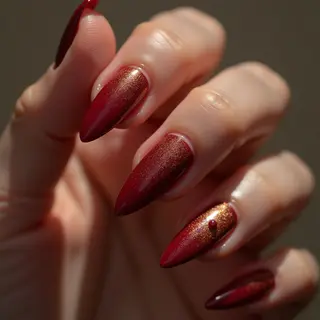 Fall Nail Designs: Christmas Chrome Marble Stone Aesthetic