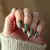 French Girl Nails: A Green Chrome Winter Dream