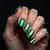 Cool Skin Tones Shine: Green Chrome Square Nails for Fall
