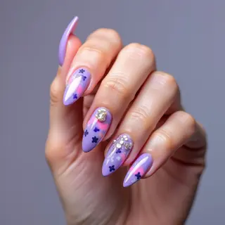 Lilac Watercolor Nails for Light Brown Skin