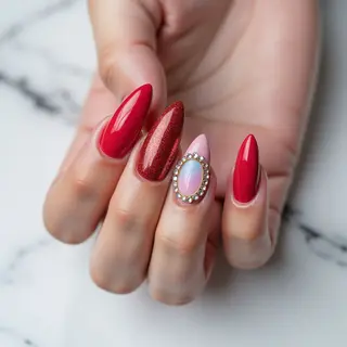 Steampunk Summer Feet: Long Red Lipstick Nails