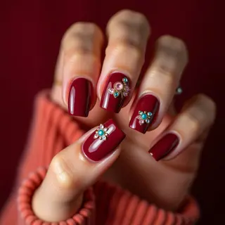 Vintage Maroon Cube Edge Nails for Fall: A Luxurious Look
