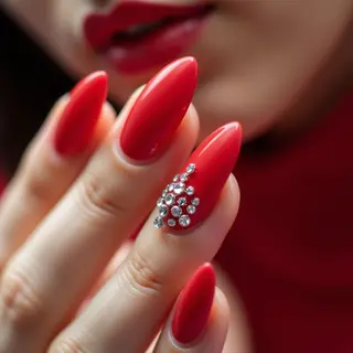 Do Your Nails Have to Match? Red & Rhinestone 3D Fall Design!