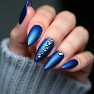 Blue Chrome Russian Almond Nails for Fall 2025
