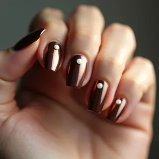 Cyberpunk Brown Chrome Nails for Medium Skin Tones