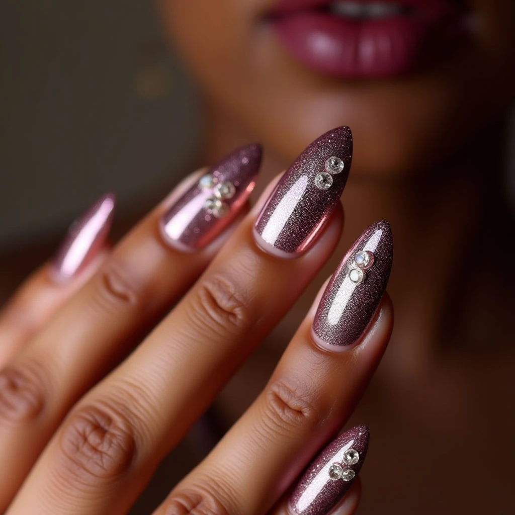 Chrome Toe Nails for Tan Skin: Gothic Almond Summer Style