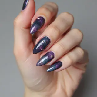 Winter Galaxy Nails: Trendy Colors & Shimmer!
