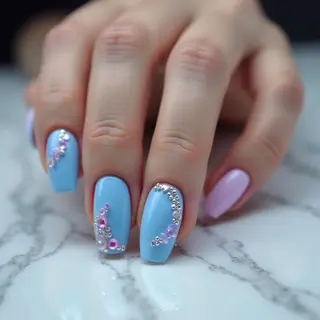 Dusty Blue Steampunk Moon Nails: Fall Aesthetic Guide