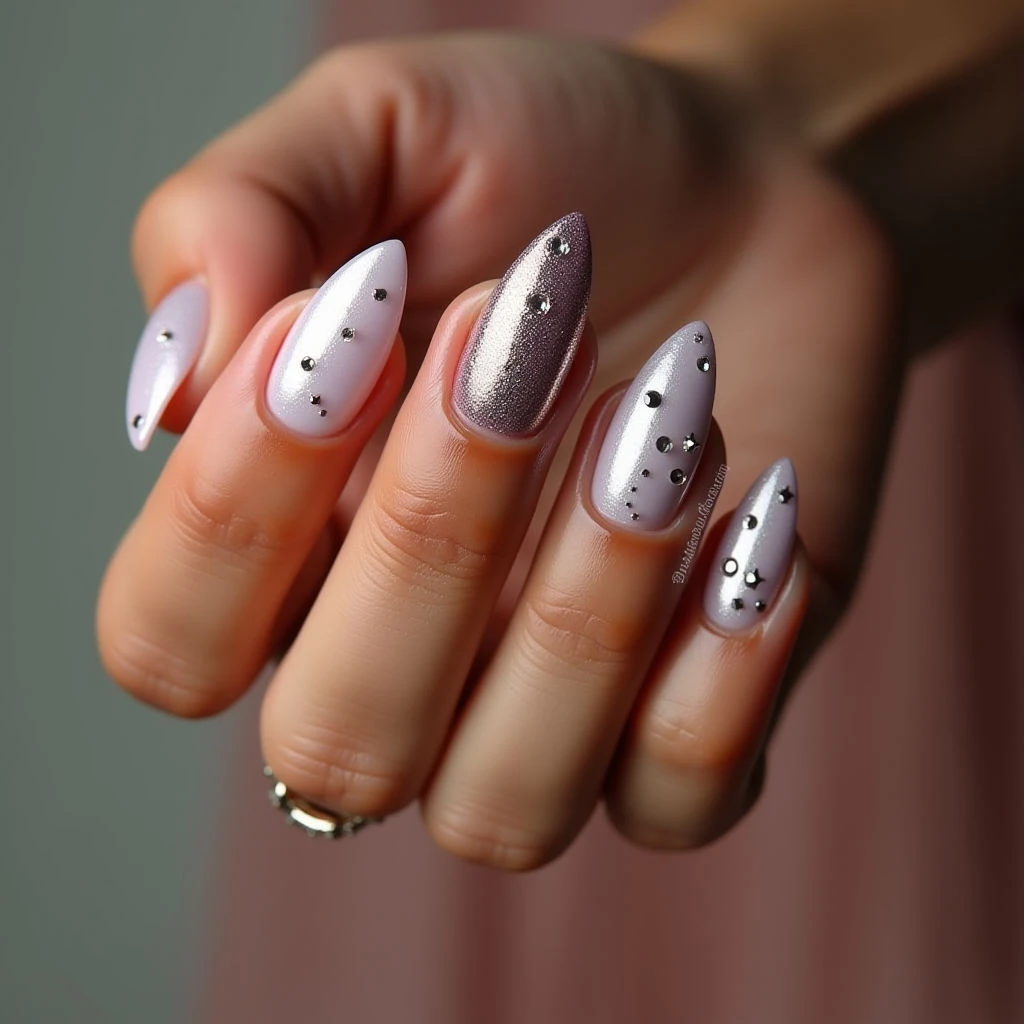 Mermaid Chrome Arrowhead Nails for Indian Skin Tones