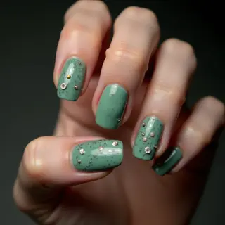 Neutral Mint Green Fall Nails for Fair Skin