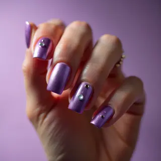 Purple Chrome French Manicures for Dark Skin Tones