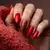 Red Chrome Oval Nails for Fair Skin: A Winter Aesthetic