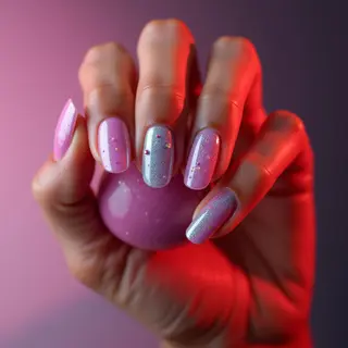 Summer Chrome Moon Nails for Dark Skin Tones