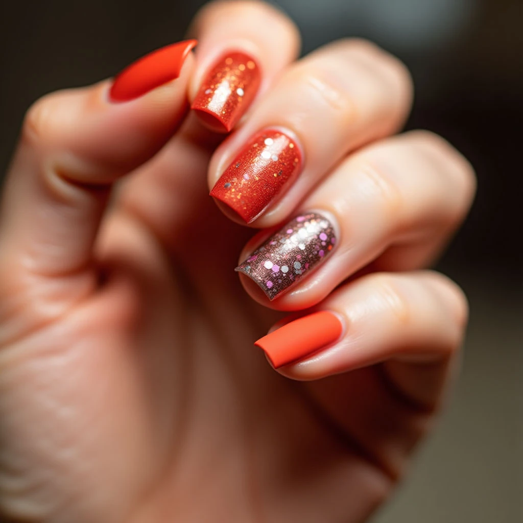 Olive Skin Nail Polish Colors: Spring Chrome Confetti Nails