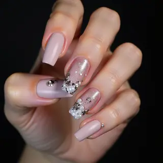 Velvet Matte Winter Nails: A Neutral Watercolor Dream