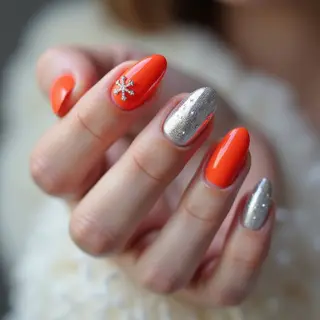 Shimmering Moon Christmas Nails with Neon Ocean Waves