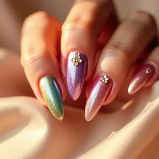 Rainbow Chrome Christmas Nails: A Short & Sweet Sparkle!