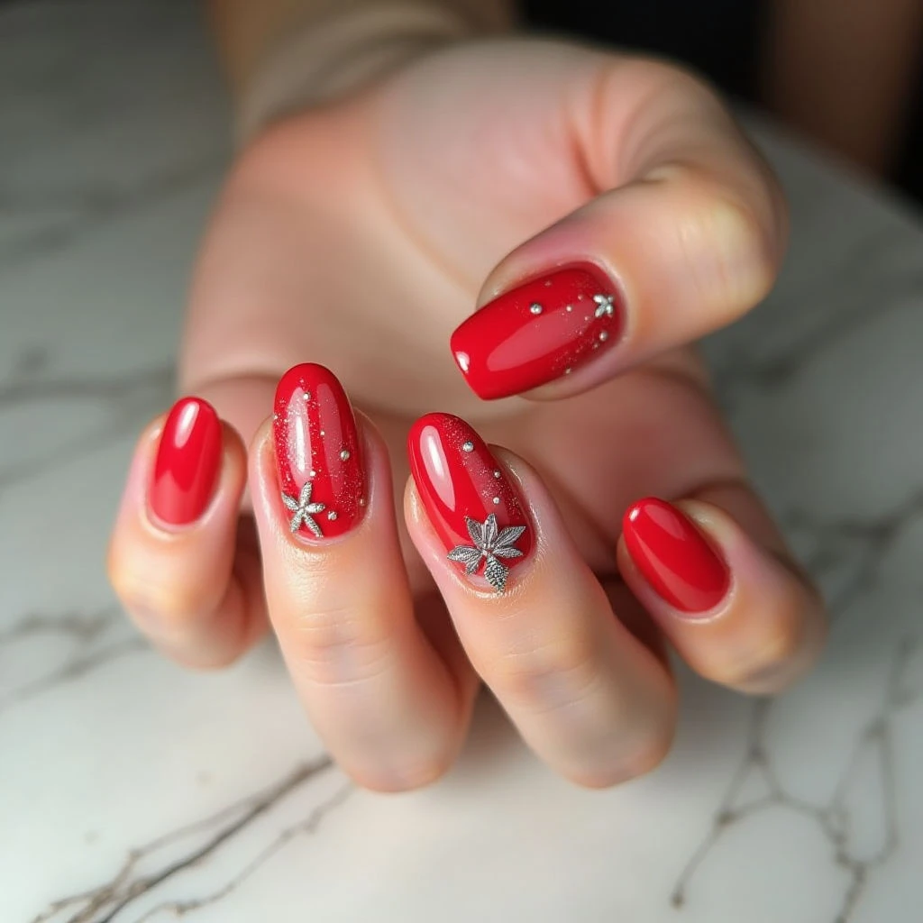 Shattered Glass Red Winter Nails: A Bold & Festive Look!