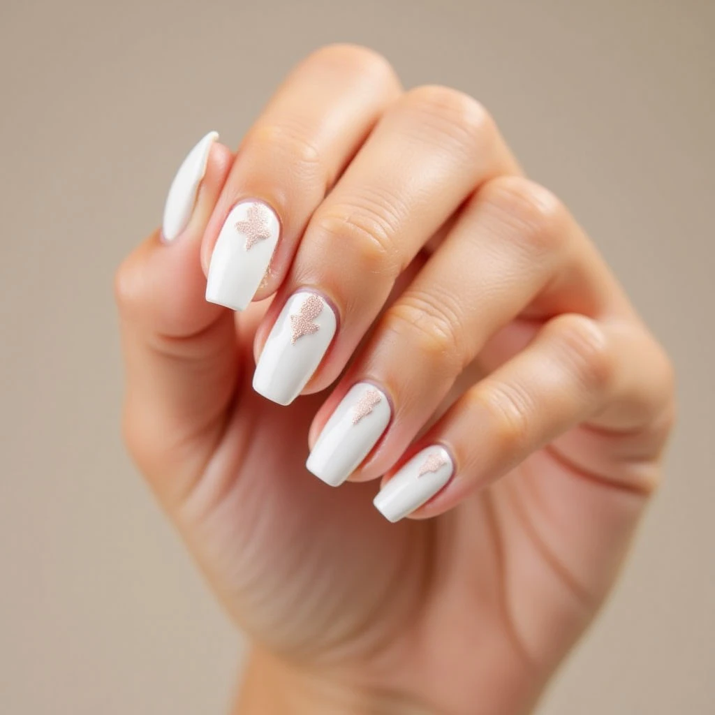 Winter White Foil French Manicures for 2025