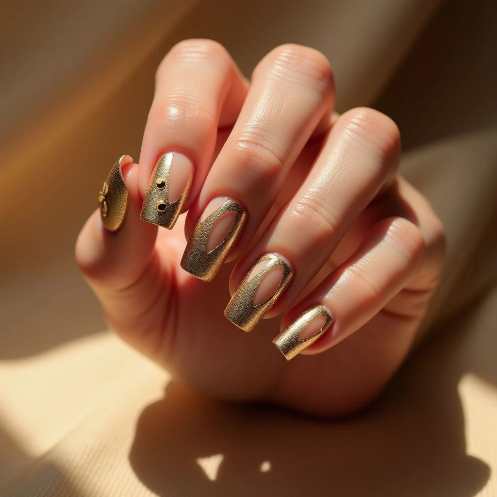 Gold Chrome Toe Nails for Pale Skin | Fall Party Look