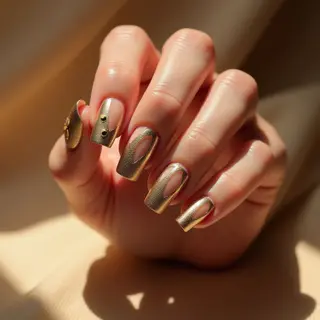 Gold Chrome Toe Nails for Pale Skin | Fall Party Look