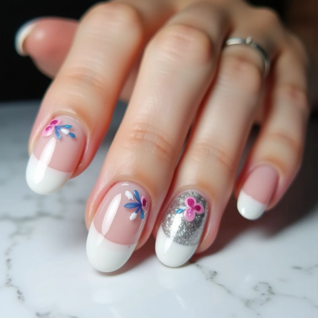 Gel French Manicure with Chrome Nails: Spring's Chicest Look