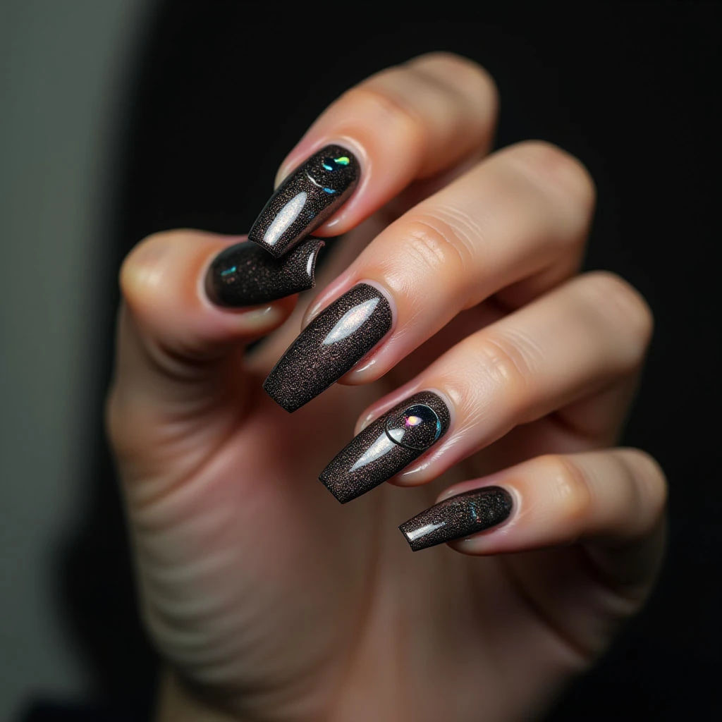 Short Black French Tip Nails: Stiletto Chic for Winter!