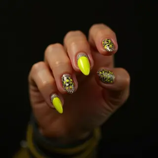 Cyberpunk Butter Yellow Nails for October | Goth Stiletto