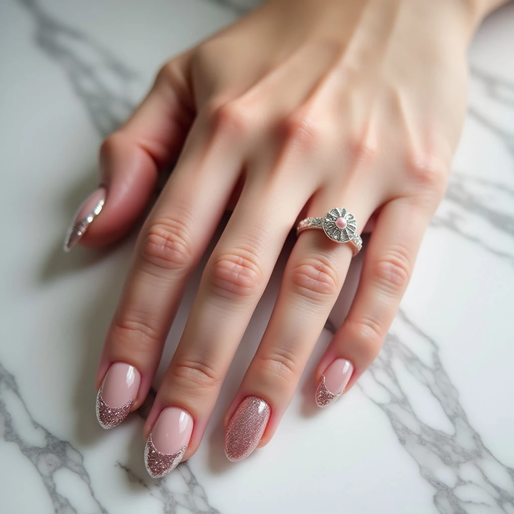 November Nail Inspo: Chrome Tip Velvet Almond Nails ✨