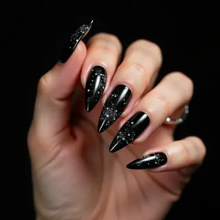 Summer 2025 Toe Nails: Black Chrome Stiletto Magic