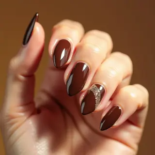 The Most Popular Neutral Nails: Brown Chrome Almond Perfection!