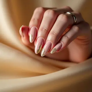 Neutral Cream & Glitter Fall Nail Art Design