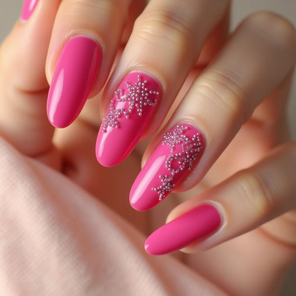 Hot Pink Spring Nails: A Textured New Year's Eve Statement
