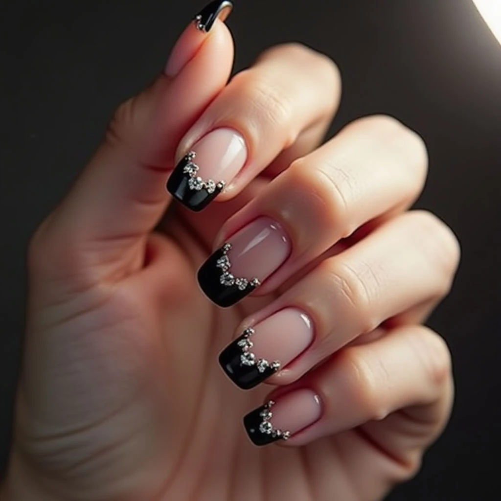 Short Chrome French Tip Acrylic Nails: Gothic Spring Style