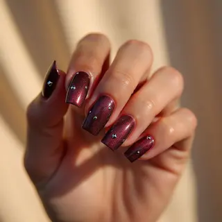 Burgundy Galaxy Nails for Cool Skin Tones ✨