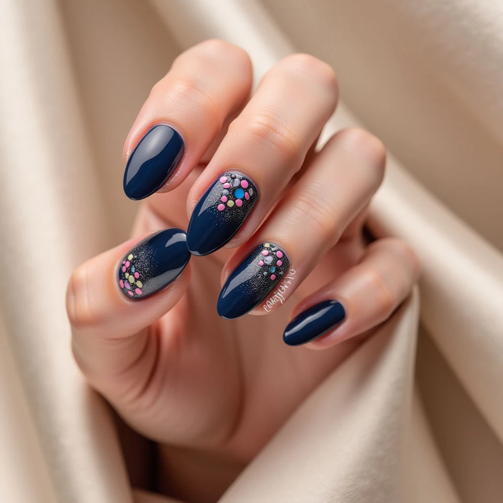 Do Nails and Toes Have to Match? Stunning Navy Blue Almond Designs!