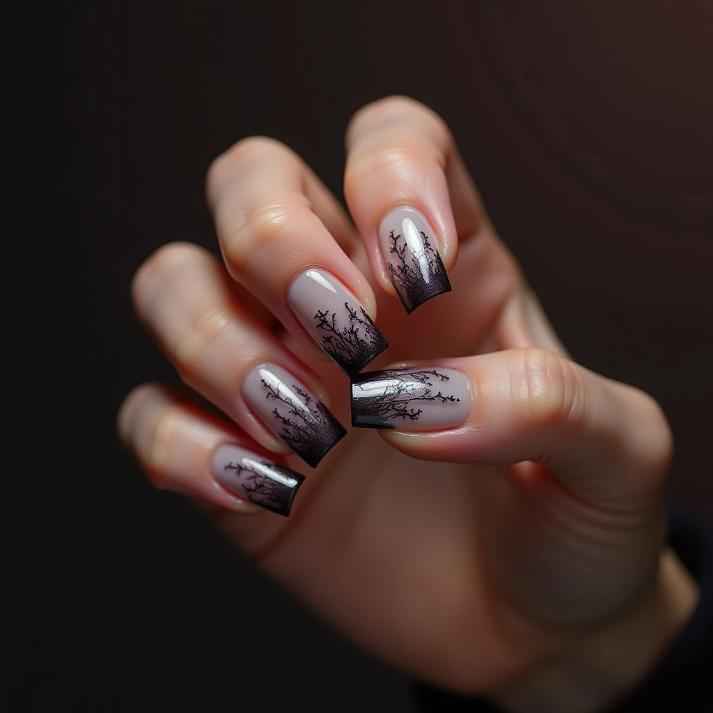 Petrol Ombre Toes: A Gothic Fall Nail Design