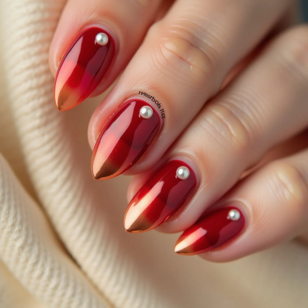 Radiant Red Chrome Ombre Nails: A Summer Gradient Dream!