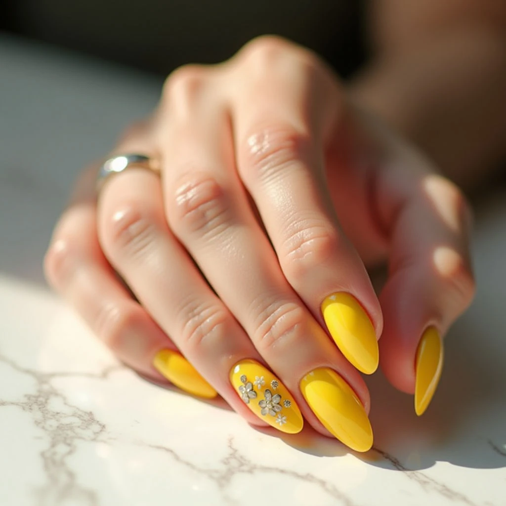 Sunny Yellow Ombre Nails with a Neon Spring Twist!